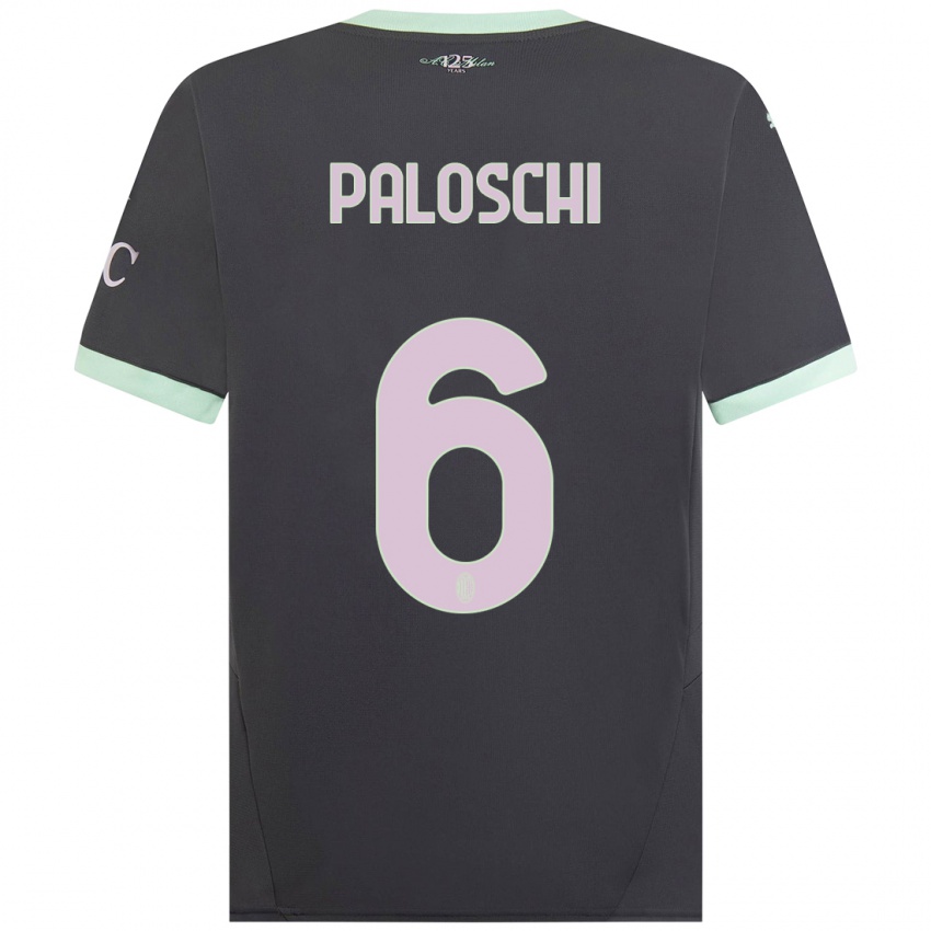 Kinder Dorian Paloschi #6 Grau Ausweichtrikot Trikot 2024/25 T-Shirt Schweiz