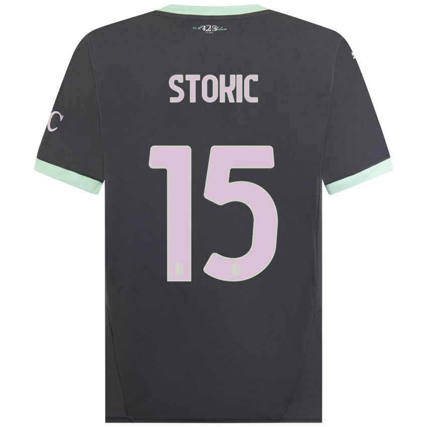 Kinder Sara Stokić #15 Grau Ausweichtrikot Trikot 2024/25 T-Shirt Schweiz