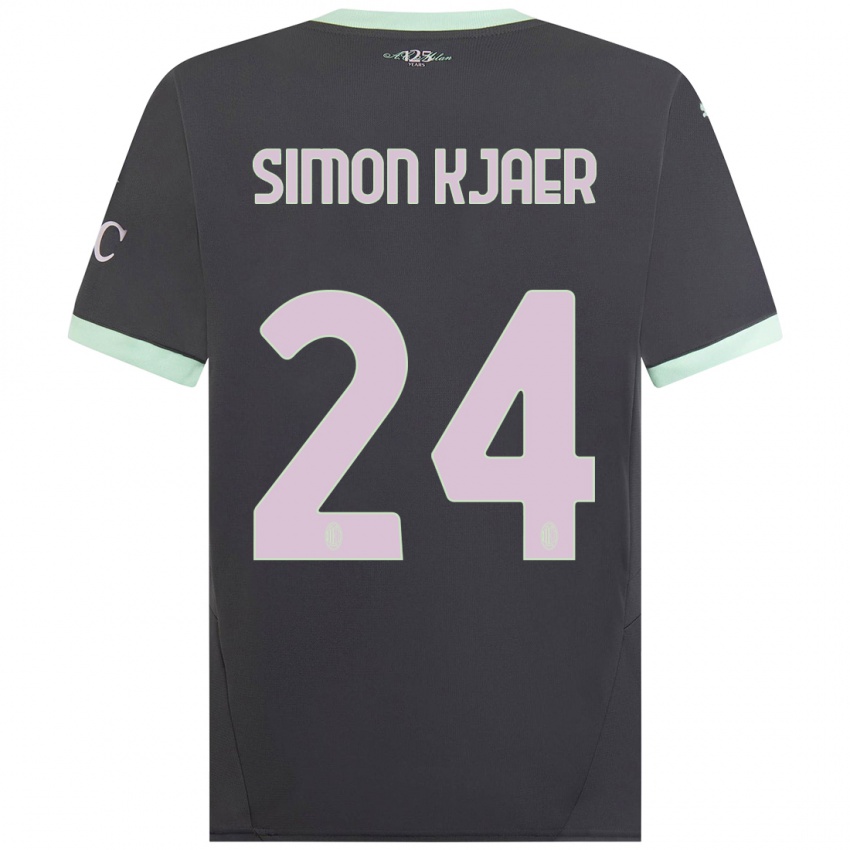 Kinder Simon Kjaer #24 Grau Ausweichtrikot Trikot 2024/25 T-Shirt Schweiz