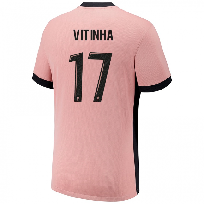 Enfant Maillot Vitinha #17 Rouille Rose Troisieme 2024/25 T-Shirt Suisse