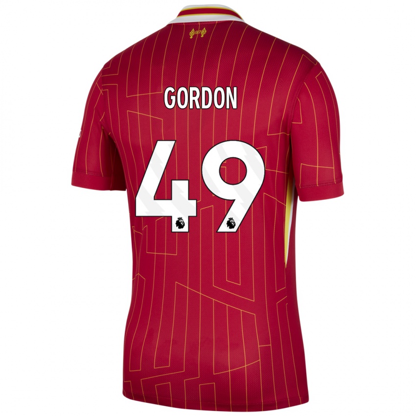 Herren Kaide Gordon #49 Rot Gelb Weiß Heimtrikot Trikot 2024/25 T-Shirt Schweiz