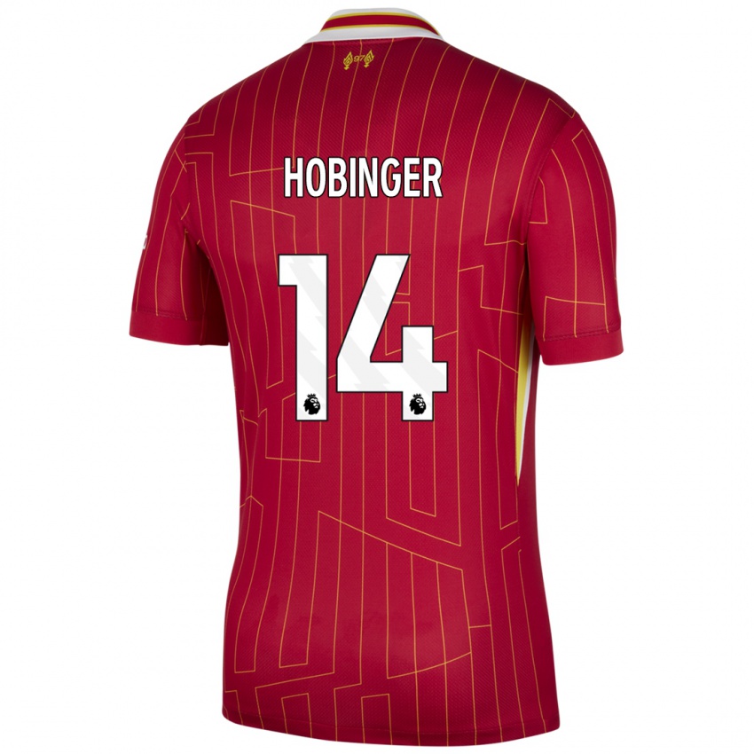 Herren Marie Höbinger #14 Rot Gelb Weiß Heimtrikot Trikot 2024/25 T-Shirt Schweiz