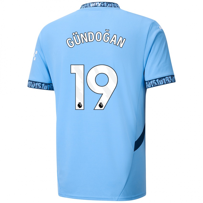 Homme Maillot Ilkay Gundogan #19 Bleu Marine Tenues Domicile 2024/25 T-Shirt Suisse