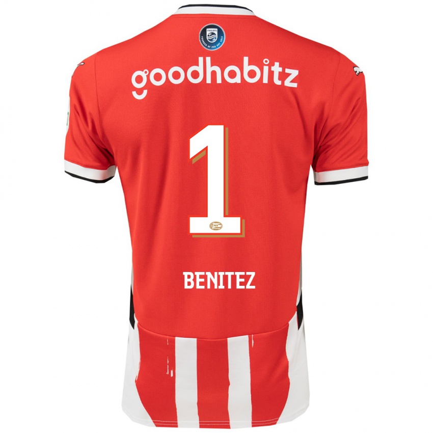 Homme Maillot Walter Benitez #1 Rouge Blanc Tenues Domicile 2024/25 T-Shirt Suisse