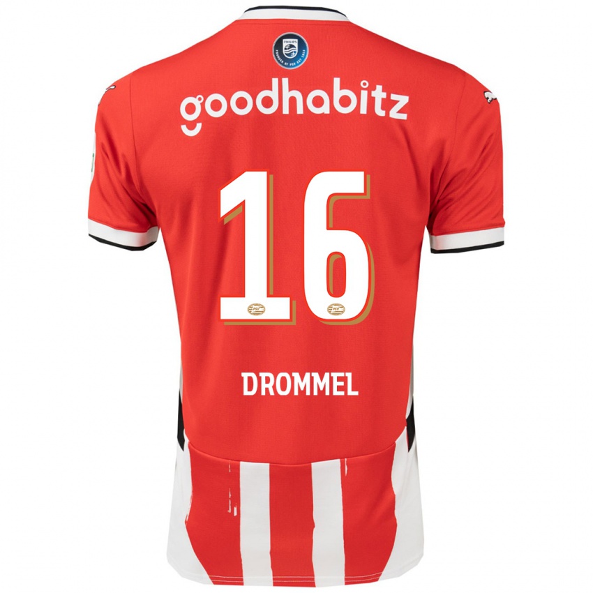 Homme Maillot Joel Drommel #16 Rouge Blanc Tenues Domicile 2024/25 T-Shirt Suisse