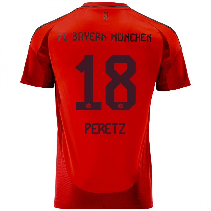 Homme Maillot Daniel Peretz #18 Rouge Tenues Domicile 2024/25 T-Shirt Suisse