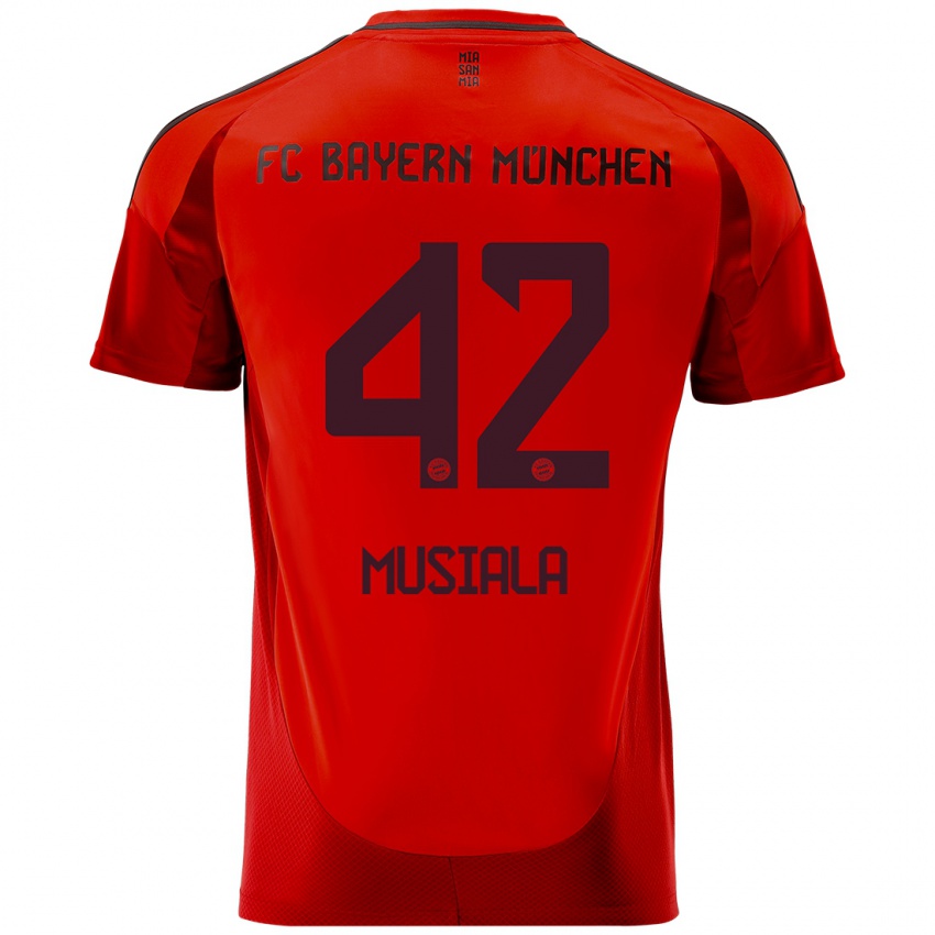 Homme Maillot Jamal Musiala #42 Rouge Tenues Domicile 2024/25 T-Shirt Suisse