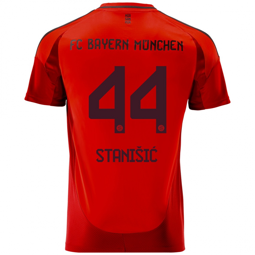 Homme Maillot Josip Stanisic #44 Rouge Tenues Domicile 2024/25 T-Shirt Suisse