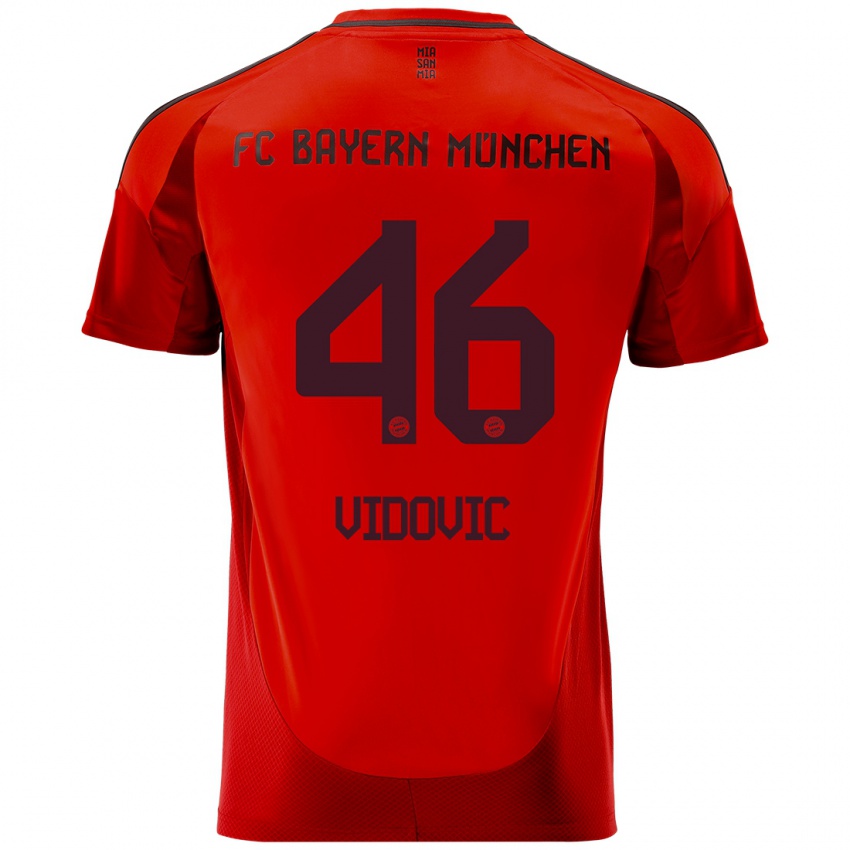 Homme Maillot Gabriel Vidovic #46 Rouge Tenues Domicile 2024/25 T-Shirt Suisse