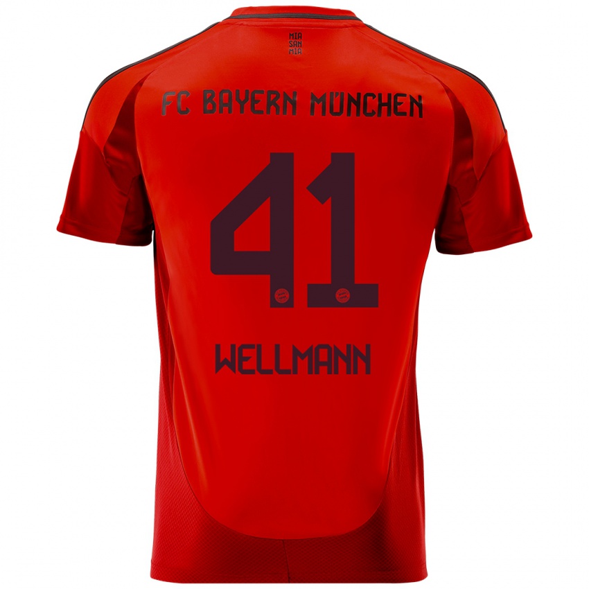 Homme Maillot Anna Wellmann #41 Rouge Tenues Domicile 2024/25 T-Shirt Suisse