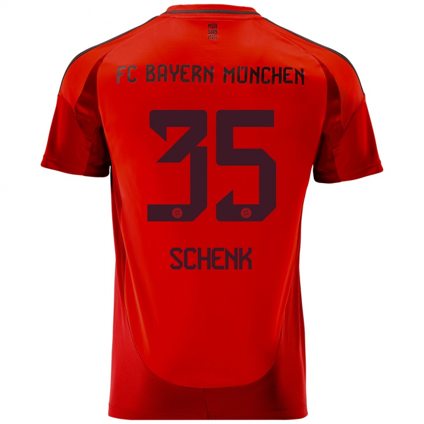 Homme Maillot Johannes Schenk #35 Rouge Tenues Domicile 2024/25 T-Shirt Suisse