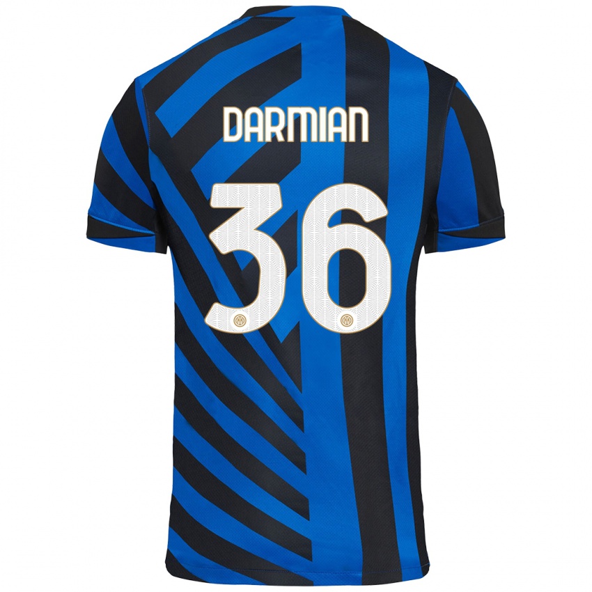 Homme Maillot Matteo Darmian #36 Bleu Noir Tenues Domicile 2024/25 T-Shirt Suisse