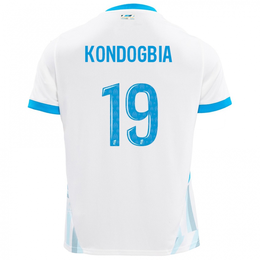 Homme Maillot Geoffrey Kondogbia #19 Blanc Bleu Ciel Tenues Domicile 2024/25 T-Shirt Suisse