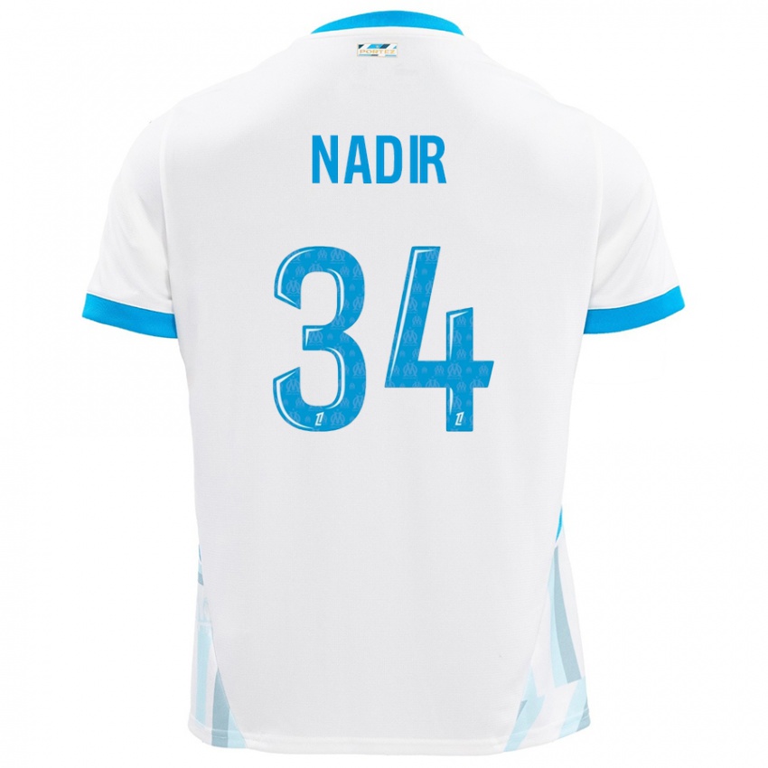 Homme Maillot Bilal Nadir #34 Blanc Bleu Ciel Tenues Domicile 2024/25 T-Shirt Suisse