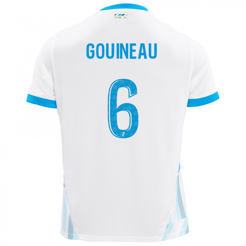 Homme Maillot Coline Gouineau #6 Blanc Bleu Ciel Tenues Domicile 2024/25 T-Shirt Suisse