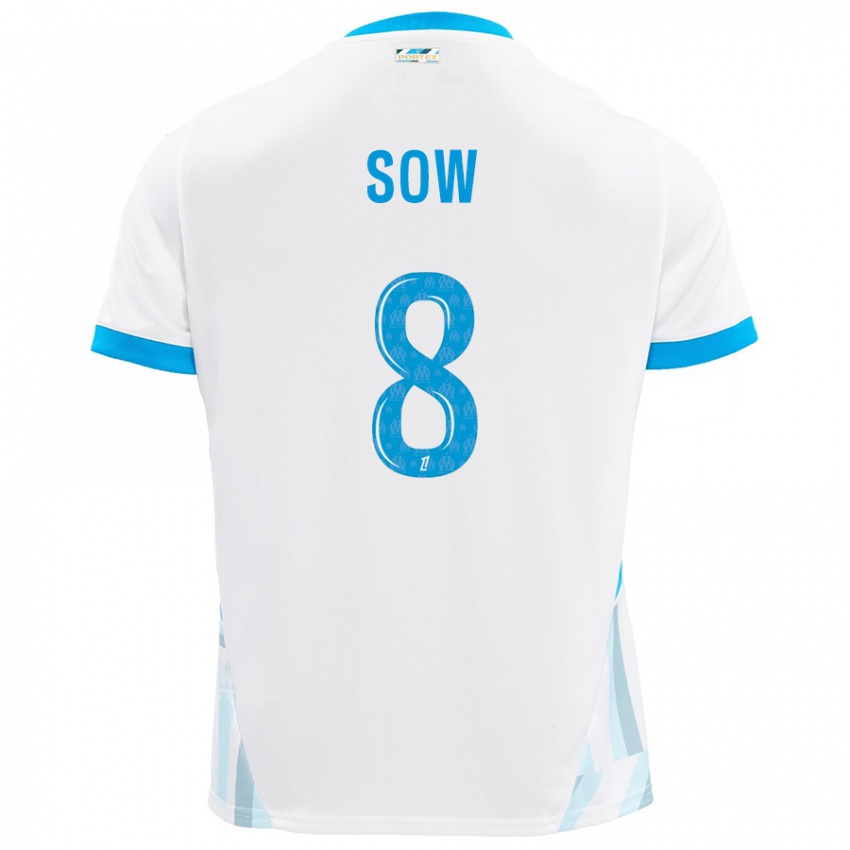 Homme Maillot Mbayang Sow #8 Blanc Bleu Ciel Tenues Domicile 2024/25 T-Shirt Suisse