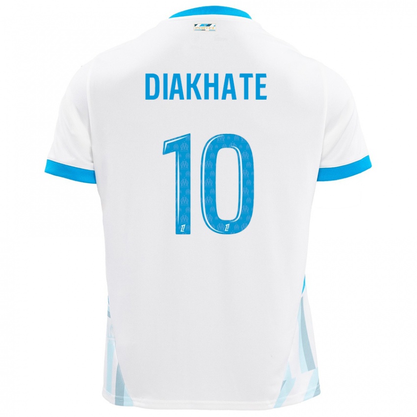 Homme Maillot Ndeye Awa Diakhaté #10 Blanc Bleu Ciel Tenues Domicile 2024/25 T-Shirt Suisse