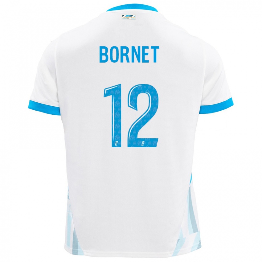 Homme Maillot Camille Bornet #12 Blanc Bleu Ciel Tenues Domicile 2024/25 T-Shirt Suisse