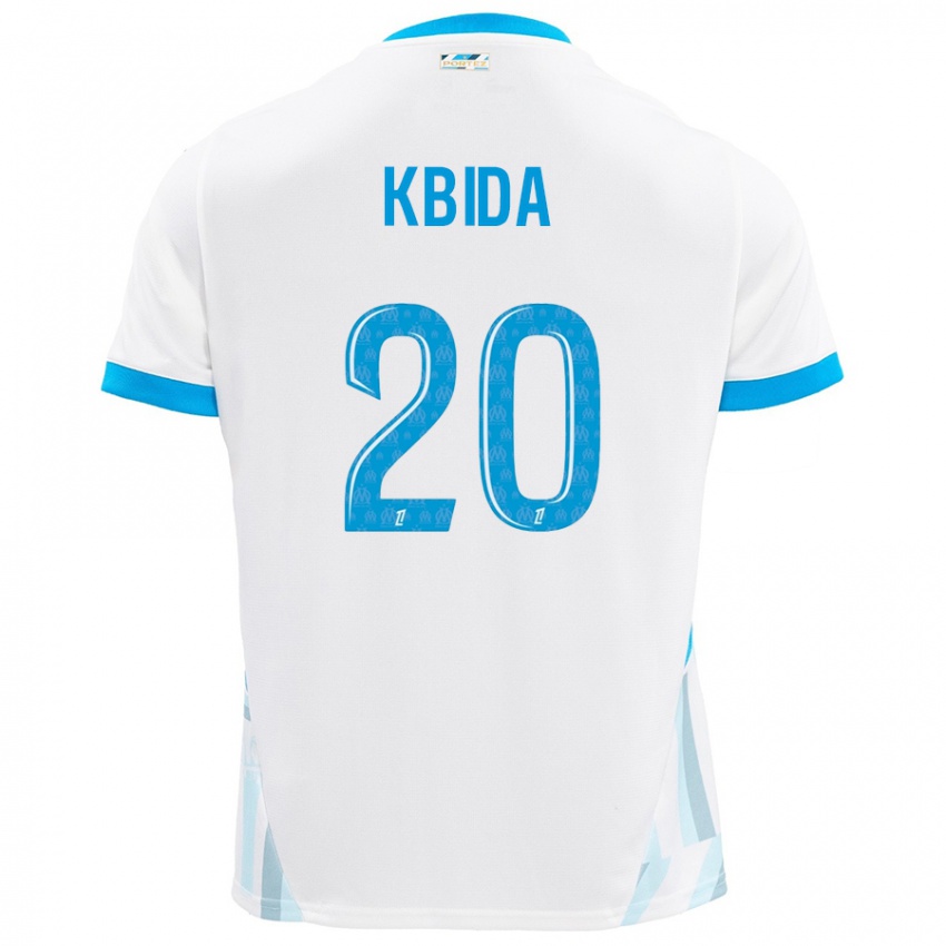 Homme Maillot Inès Kbida #20 Blanc Bleu Ciel Tenues Domicile 2024/25 T-Shirt Suisse