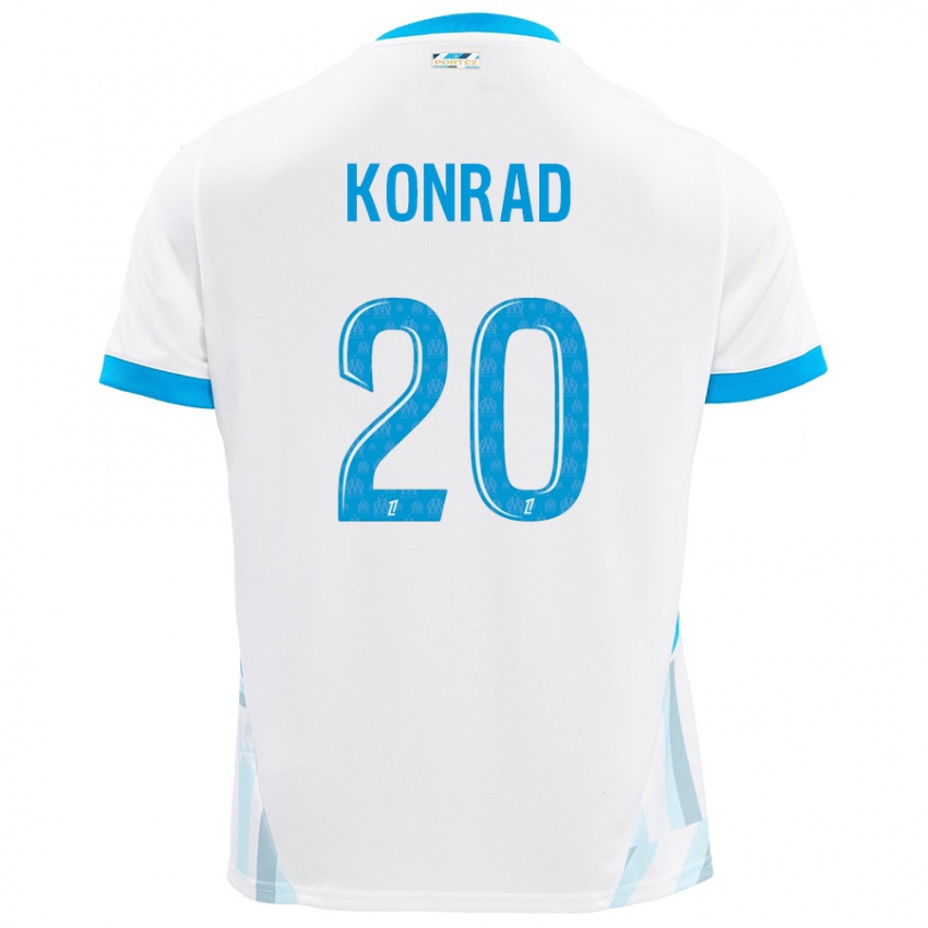 Homme Maillot Konrad De La Fuente #20 Blanc Bleu Ciel Tenues Domicile 2024/25 T-Shirt Suisse