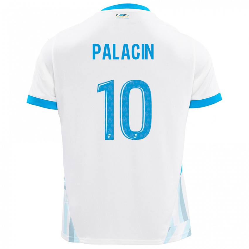 Homme Maillot Sara Palacin #10 Blanc Bleu Ciel Tenues Domicile 2024/25 T-Shirt Suisse