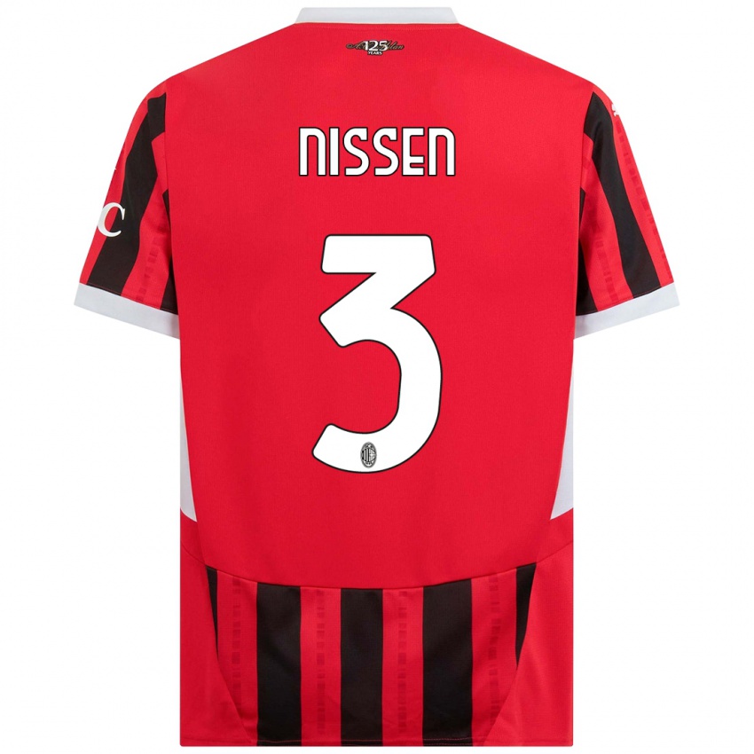 Herren Fredrik Nissen #3 Rot Schwarz Heimtrikot Trikot 2024/25 T-Shirt Schweiz