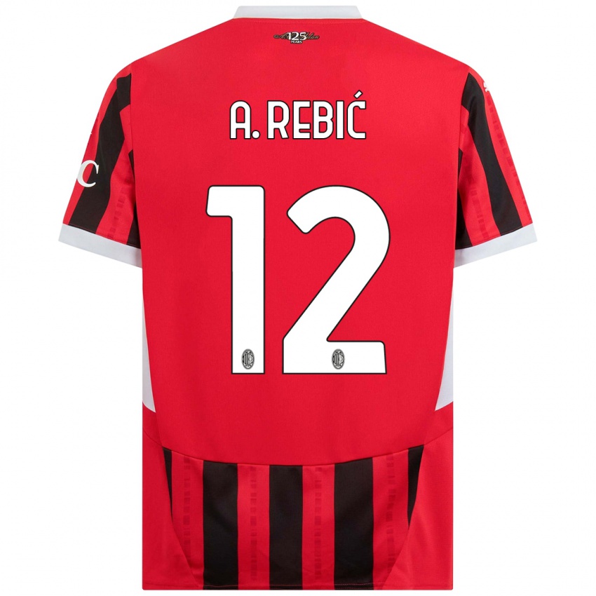 Herren Ante Rebic #12 Rot Schwarz Heimtrikot Trikot 2024/25 T-Shirt Schweiz