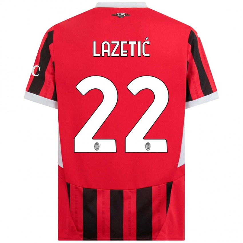 Herren Marko Lazetic #22 Rot Schwarz Heimtrikot Trikot 2024/25 T-Shirt Schweiz