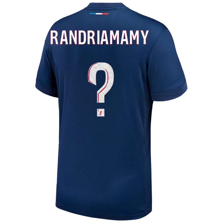 Homme Maillot Mathyas Randriamamy #0 Bleu Marine Blanc Tenues Domicile 2024/25 T-Shirt Suisse