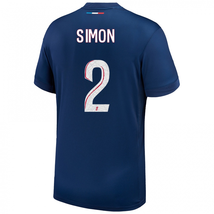 Homme Maillot Benedicte Simon #2 Bleu Marine Blanc Tenues Domicile 2024/25 T-Shirt Suisse