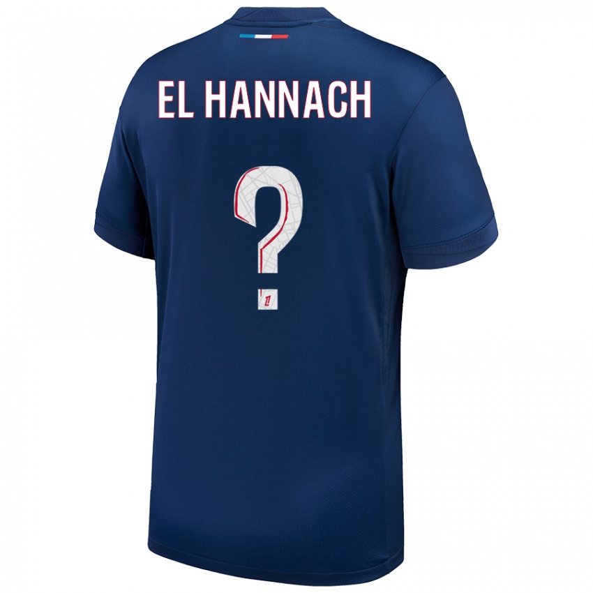 Homme Maillot Younes El Hannach #0 Bleu Marine Blanc Tenues Domicile 2024/25 T-Shirt Suisse