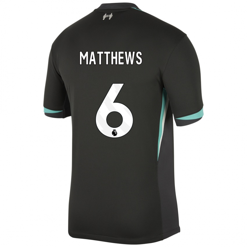 Herren Jasmine Matthews #6 Schwarz Anthrazitweiß Auswärtstrikot Trikot 2024/25 T-Shirt Schweiz