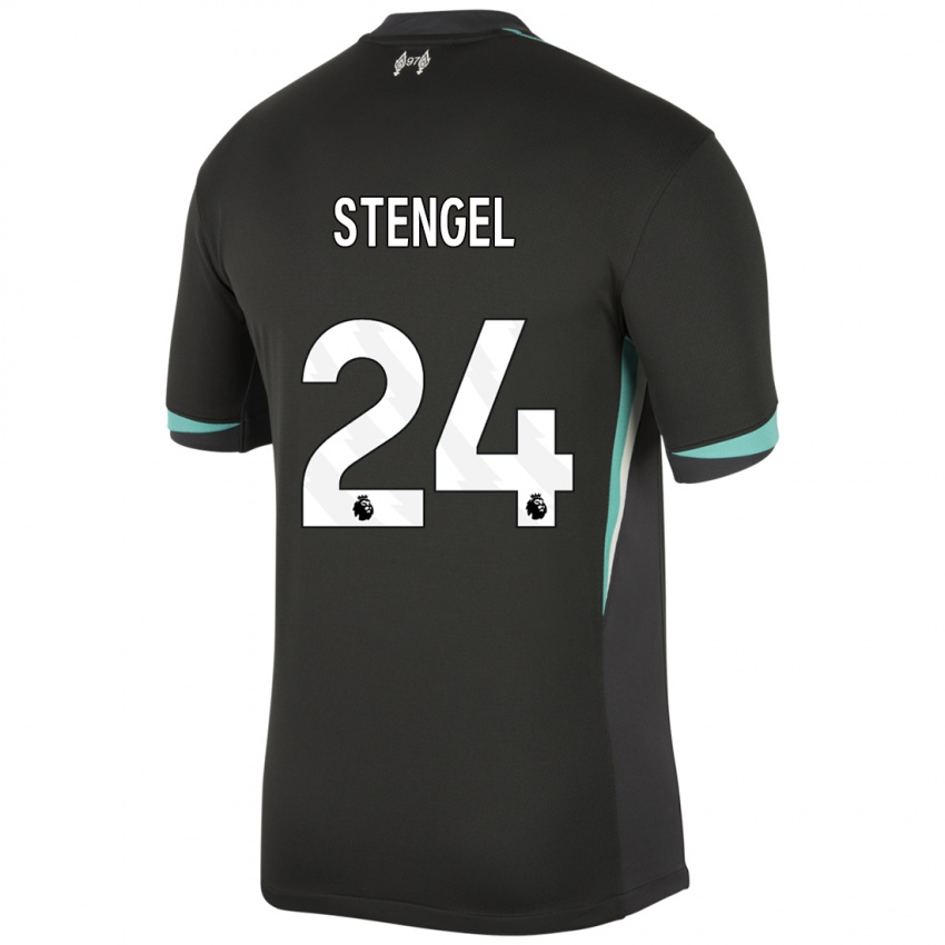 Herren Katie Stengel #24 Schwarz Anthrazitweiß Auswärtstrikot Trikot 2024/25 T-Shirt Schweiz