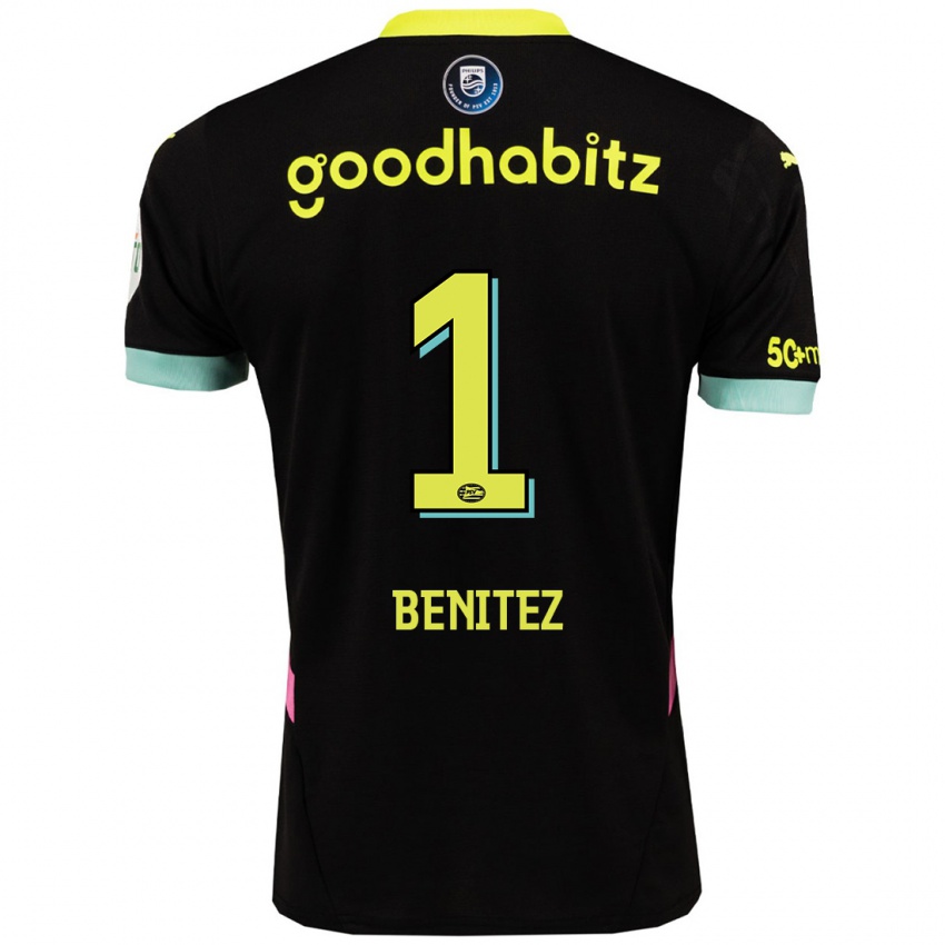 Homme Maillot Walter Benitez #1 Noir Jaune Tenues Extérieur 2024/25 T-Shirt Suisse