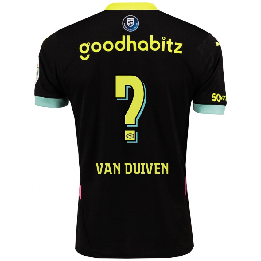 Homme Maillot Robin Van Duiven #0 Noir Jaune Tenues Extérieur 2024/25 T-Shirt Suisse