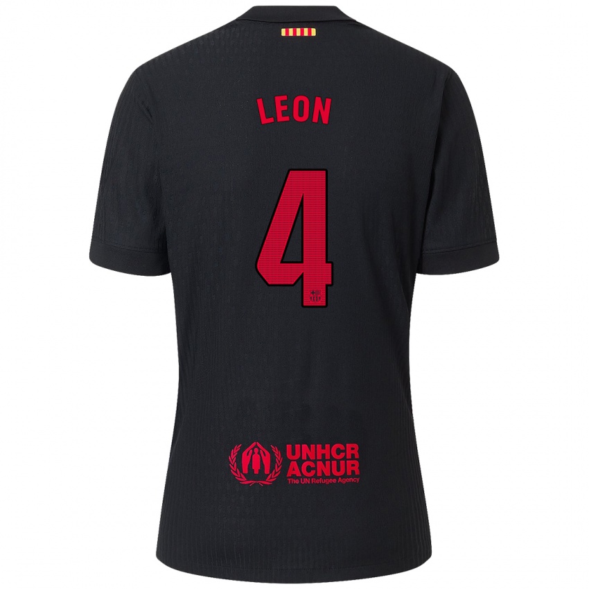 Herren Maria Pilar Leon #4 Schwarz Rot Auswärtstrikot Trikot 2024/25 T-Shirt Schweiz