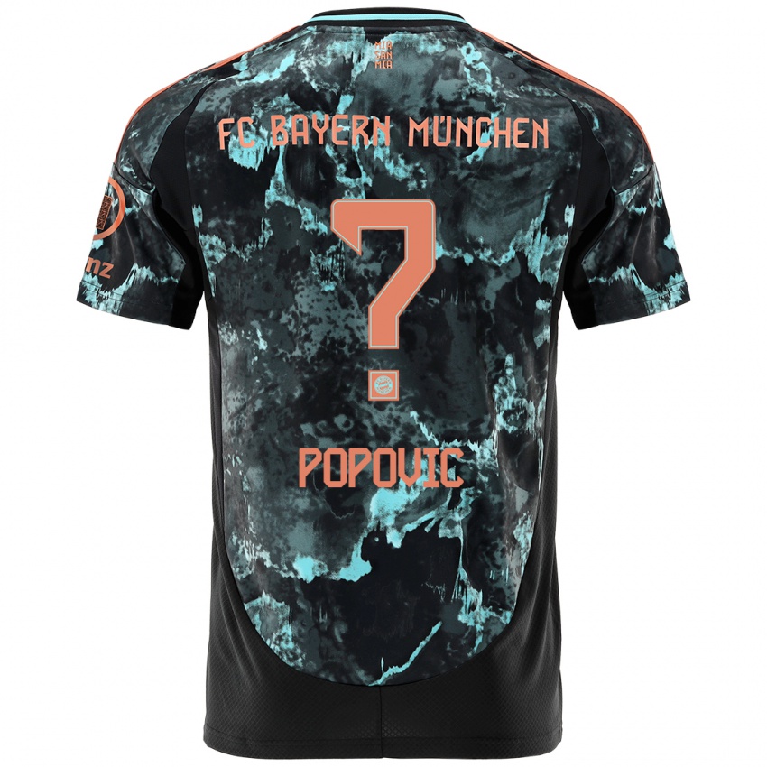 Homme Maillot Marko Popovic #0 Noir Tenues Extérieur 2024/25 T-Shirt Suisse