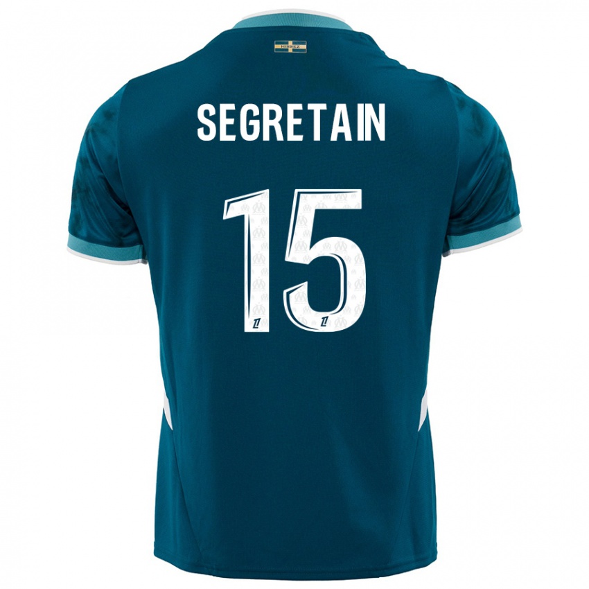 Homme Maillot Julie Ségrétain #15 Turquoise Bleu Tenues Extérieur 2024/25 T-Shirt Suisse