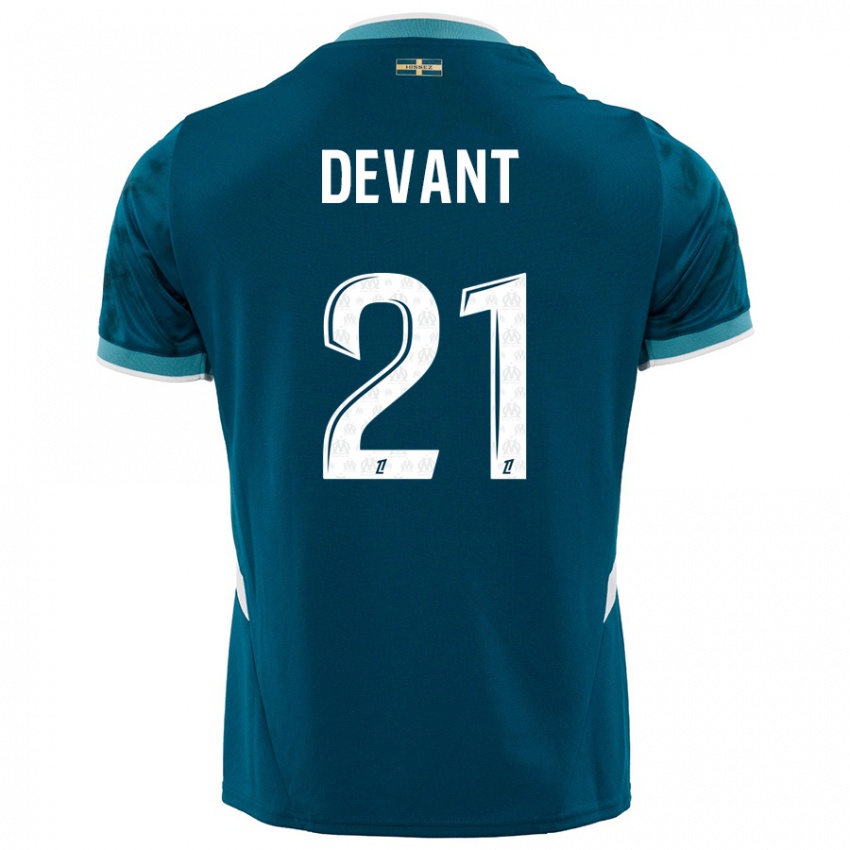 Homme Maillot Caroline Devant #21 Turquoise Bleu Tenues Extérieur 2024/25 T-Shirt Suisse