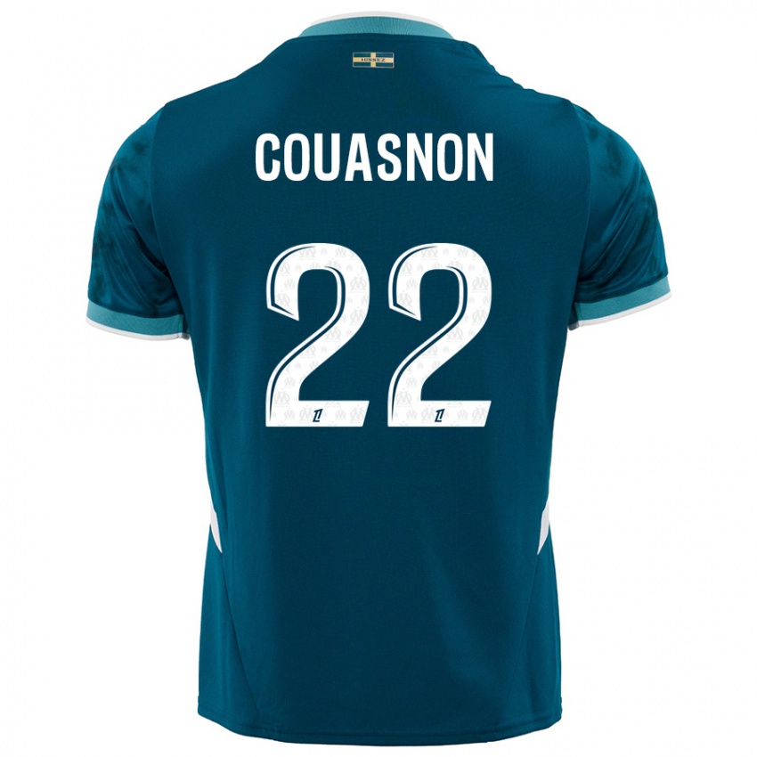 Homme Maillot Roxane Couasnon #22 Turquoise Bleu Tenues Extérieur 2024/25 T-Shirt Suisse