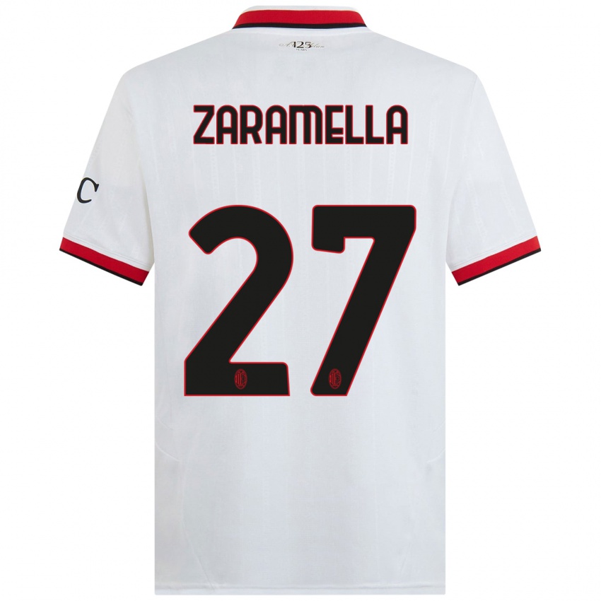 Herren Mattia Zaramella #27 Weiß Schwarz Rot Auswärtstrikot Trikot 2024/25 T-Shirt Schweiz