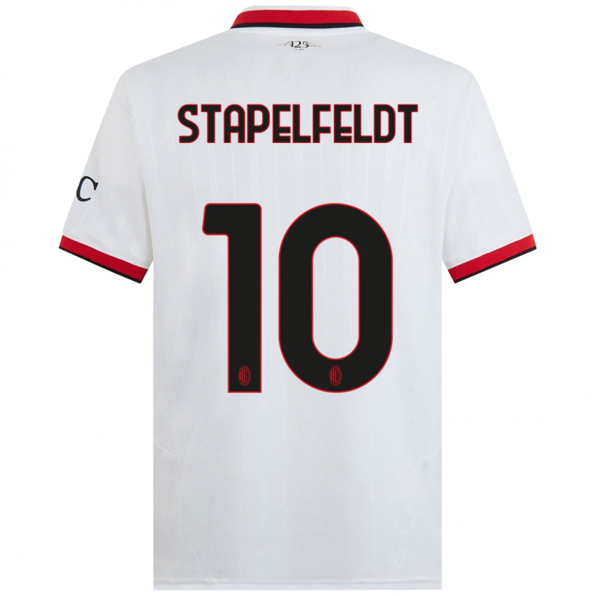 Herren Nina Stapelfeldt #10 Weiß Schwarz Rot Auswärtstrikot Trikot 2024/25 T-Shirt Schweiz