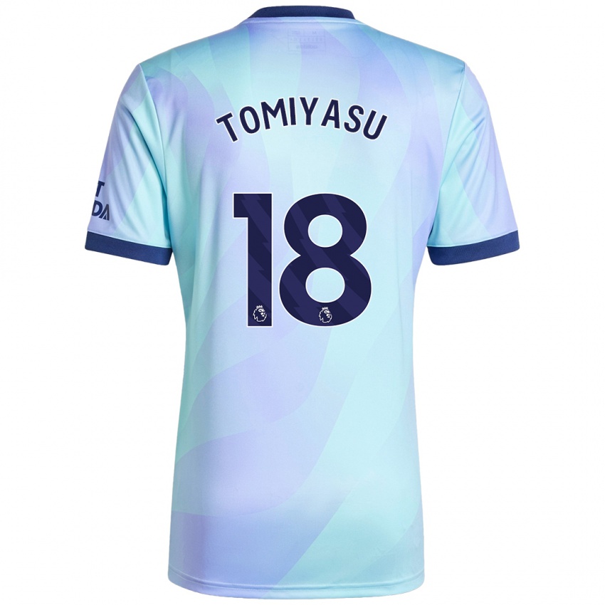 Homme Maillot Takehiro Tomiyasu #18 Aqua Troisieme 2024/25 T-Shirt Suisse