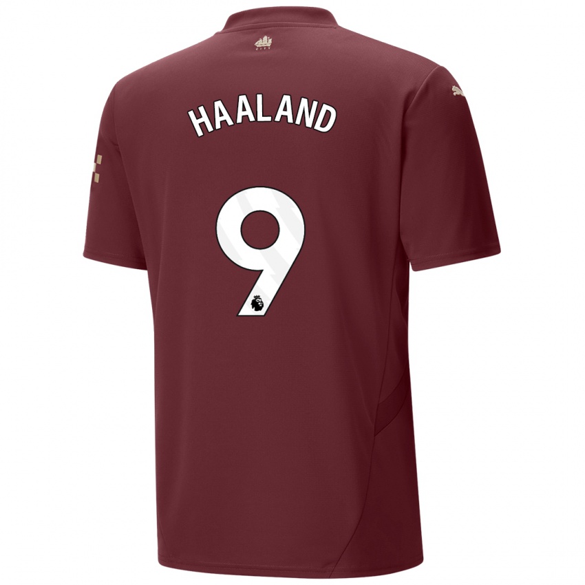 Herren Erling Haaland #9 Kastanienbraun Ausweichtrikot Trikot 2024/25 T-Shirt Schweiz