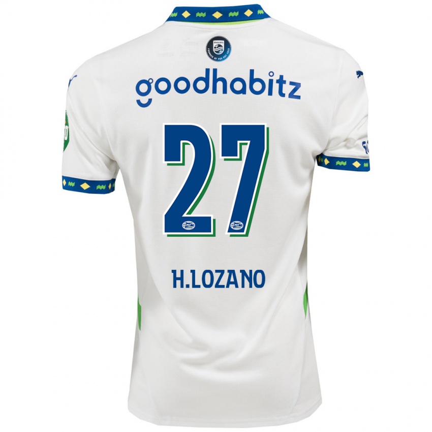 Homme Maillot Hirving Lozano #27 Blanc Bleu Foncé Troisieme 2024/25 T-Shirt Suisse