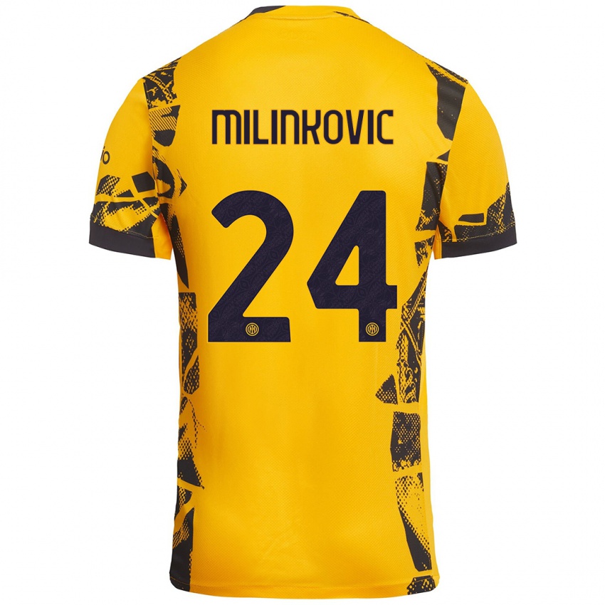 Homme Maillot Marija Milinković #24 Doré Noir Troisieme 2024/25 T-Shirt Suisse