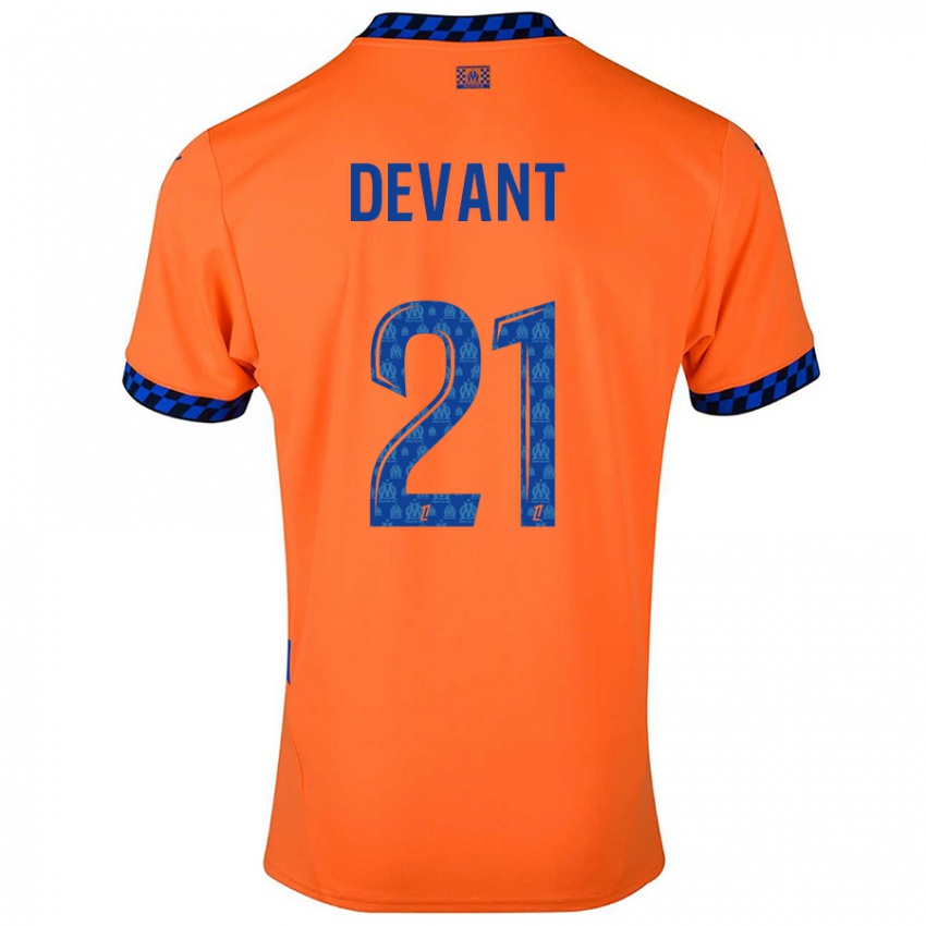 Homme Maillot Caroline Devant #21 Orange Bleu Foncé Troisieme 2024/25 T-Shirt Suisse