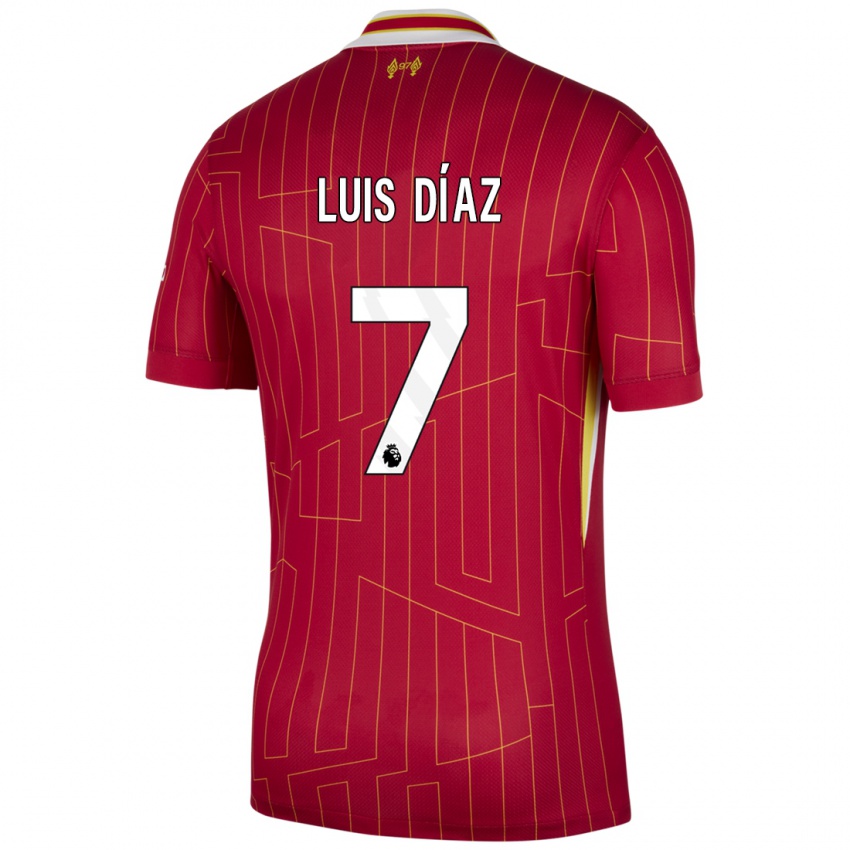 Damen Luis Diaz #7 Rot Gelb Weiß Heimtrikot Trikot 2024/25 T-Shirt Schweiz