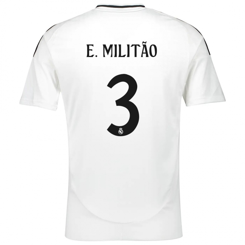 Femme Maillot Eder Militao #3 Blanc Tenues Domicile 2024/25 T-Shirt Suisse