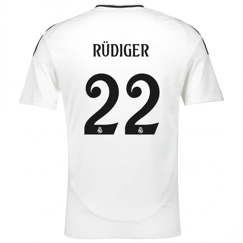 Femme Maillot Antonio Rudiger #22 Blanc Tenues Domicile 2024/25 T-Shirt Suisse